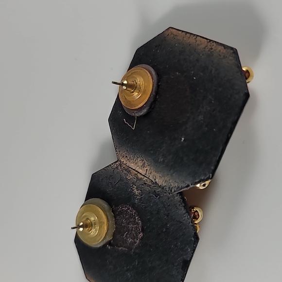 Vintage Rhinestone and bead 80s earrings - Picture 2 of 2